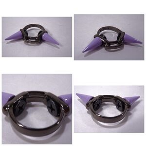 JOOMI LIM  Enamel Double Spike RIng  Gunmetal Lavender Sz 6 NWOT 158